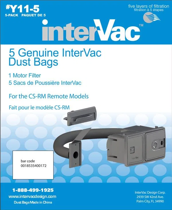 Y11-5 – INTERVAC VAC Vacuum Cleaner Bag, Disposable Fits InterVac Model CSRM Vacuum Cleaner Filters Down To 3 Microns...